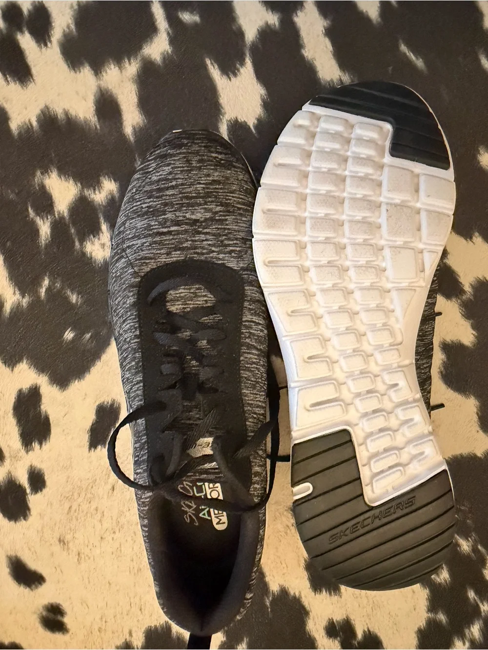 Skechers Men's Black and Gray Knit Lace-Up Memory Foam Sneakers